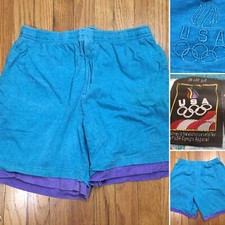 Vintage USA Olympics Men&rsquo;s Cotton Shorts Drawstring 80s Jogging L