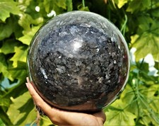 Sfera decorazione pietra metafisica guarigione Reiki cristallo larvikite nero...