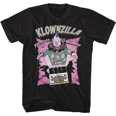 Killer Klowns From Outer Space Klownzilla Destroyer of Humans Black T-shirt