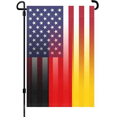German American 12x18 Inch Garden Flag - 100% Polyester & Brass Grommets