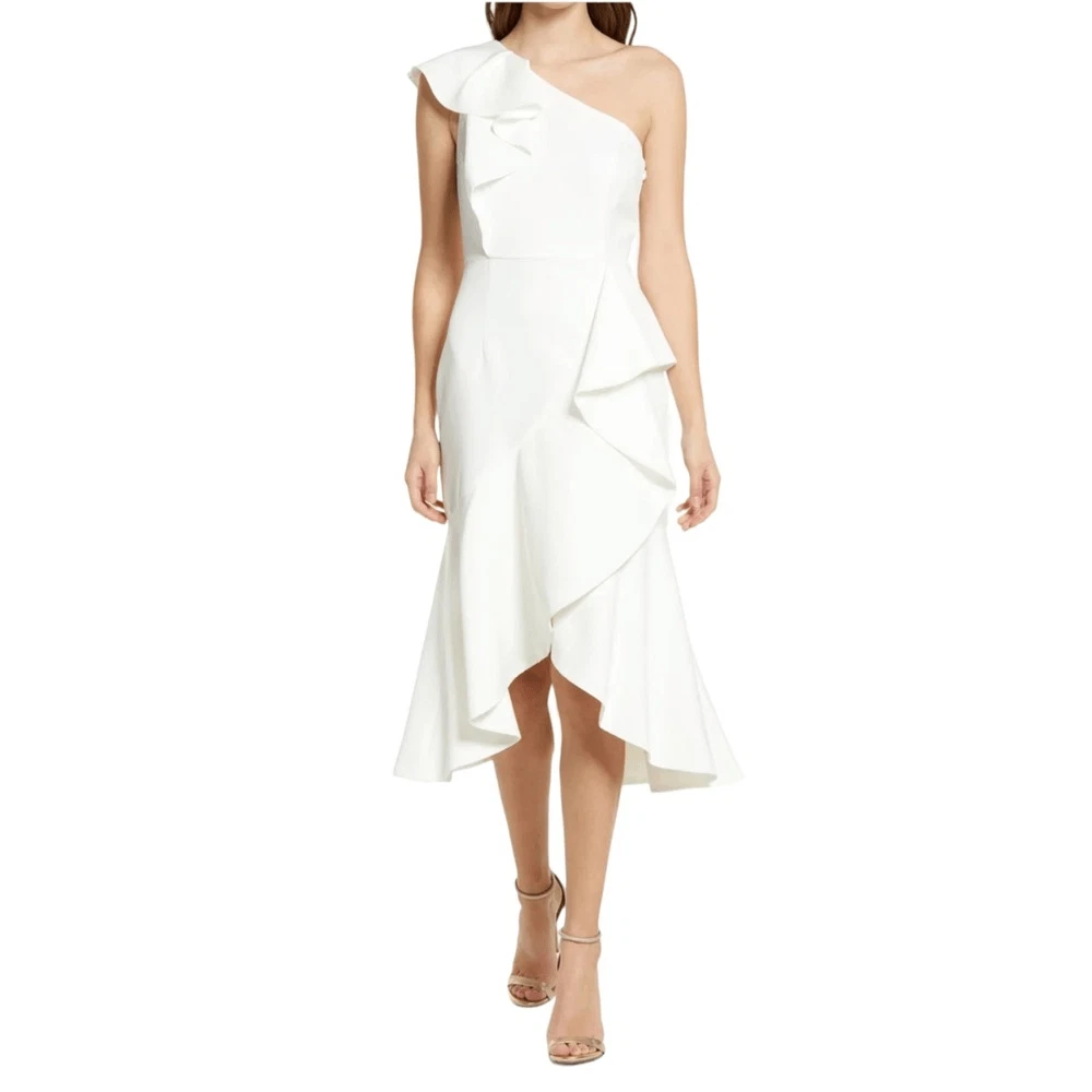 Vince camuto one shoulder ruffle sale dress