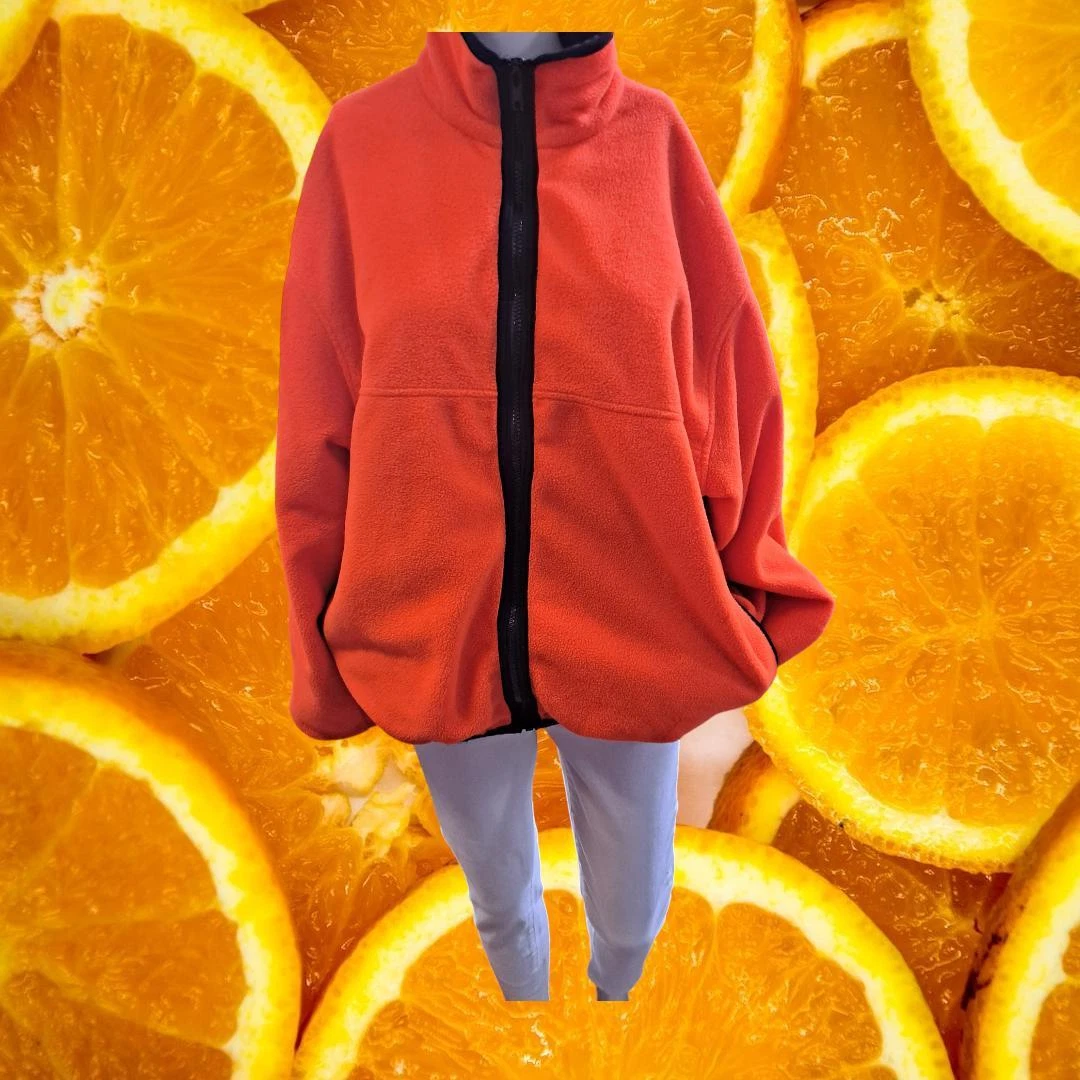 Woolrich Classic Orange Fleece Full Zip Jacket Made in USA Size M