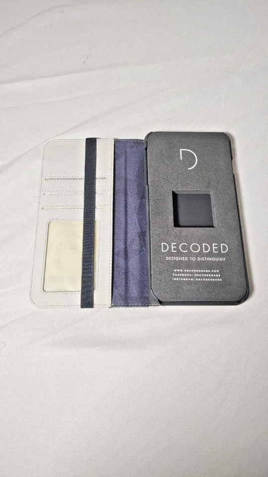 Estuche tipo billetera de cuero decodificado blanco/gris para 7 Plus DA6IPO7PLCW3WEGY Foto 3 de 3