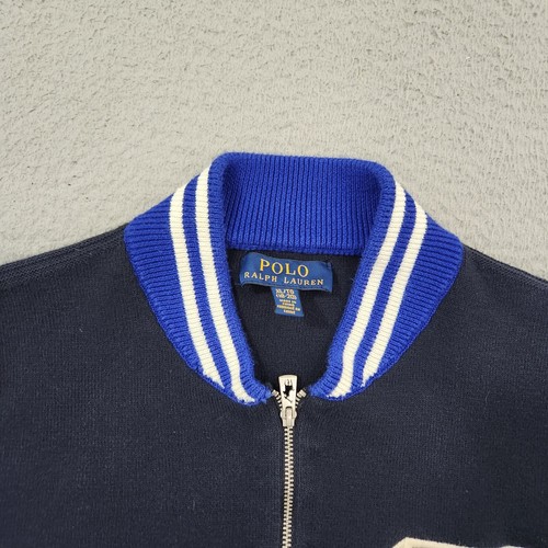 Polo Ralph Lauren Sweater Boys Youth XL Blue Navy Faded Full Zip Varsity Patch - Picture 4 of 14