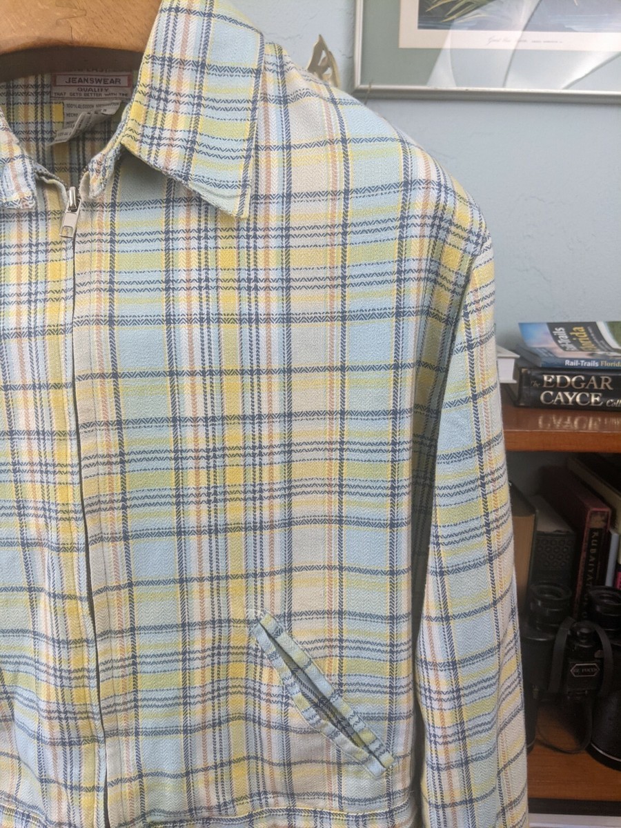 Vintage 1990s AT LAST Jeanswear Retro Style Plaid Jacket MEDIUM | eBay