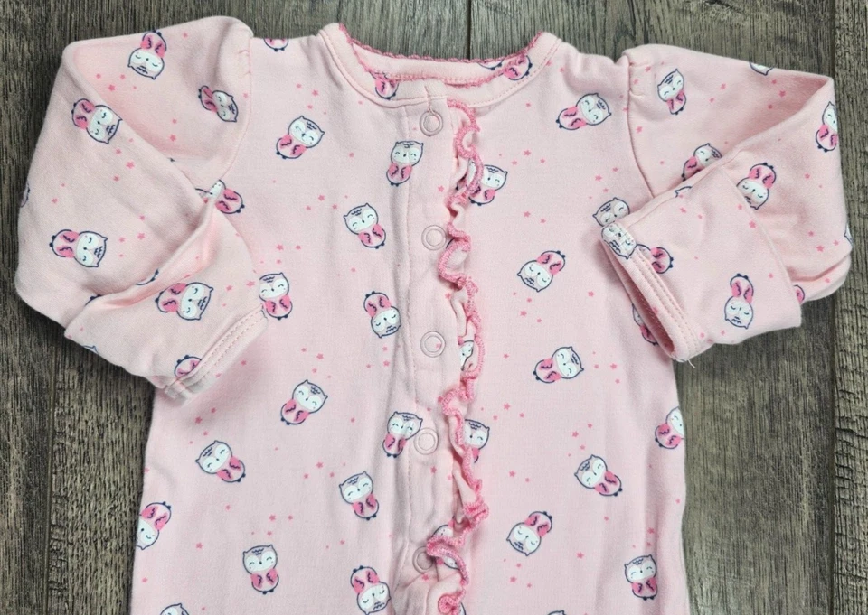 Baby Girl Clothes Just One You Carter's Newborn Pink Owl Footed Outfit - Image 2 of 3