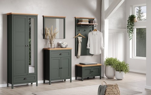 Garderobenschrank Hochschrank Garderobenmöbel Tannengrün Eiche Landhausstil - Bild 9 von 9