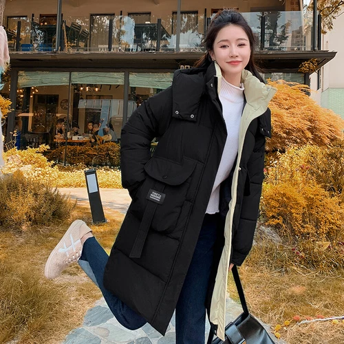 Mujeres Abrigo Cálido Suelto Largo Con Capucha Algodón Invierno Acolchado Parka Informal Prendas de abrigo Talla - Imagen 13 de 29