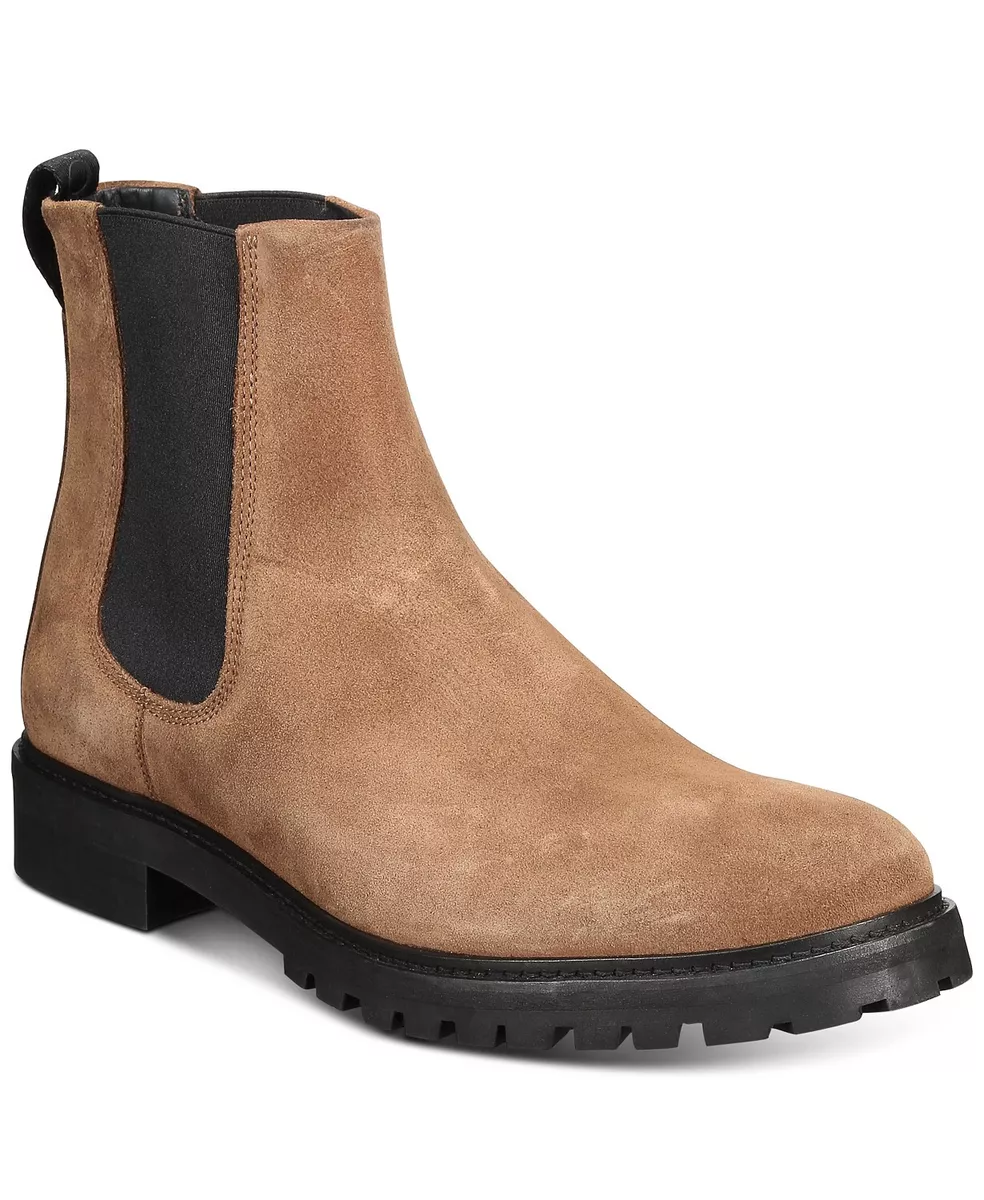 Hugo Boss Men Plain Toe Explore Chelsea Boots Medium Brown Suede Water Resistant eBay