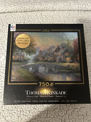 Thomas Kinkade Puzzle!!  (750 Pieces).  Cobblestone Bridge.  (24  X 18 ).