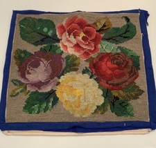 vintage needlepoint canvas multi shades of roses on taupe canvas 12 x14
