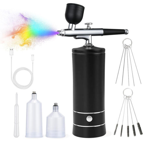 AIRBRUSH SET MIT SPRITZPISTOLE kabelloses KOMPRESSOR SprühPistole KOMPLETT SET. - Bild 2 von 22
