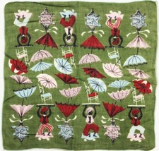 "Tammis Keefe Red  Blue 'Parasols' Pocket Square"