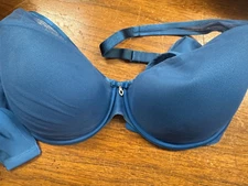 Curvy Couture 1310 Sheer Mesh Plunge Push Up Underwire Bra Turquoise 40D