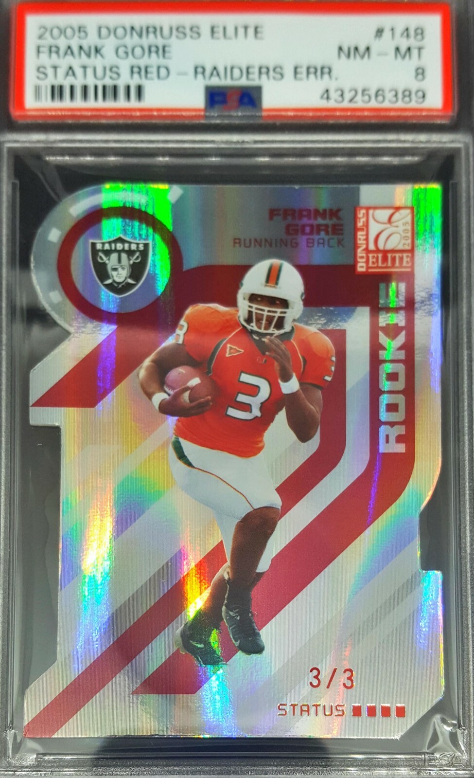 Frank Gore Donruss Elite #148 Status Red-Raiders Error