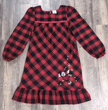 Disney Store Minnie Mouse Nightgown Christmas Red Plaid Sz 9/10 FLAME RESISTANT