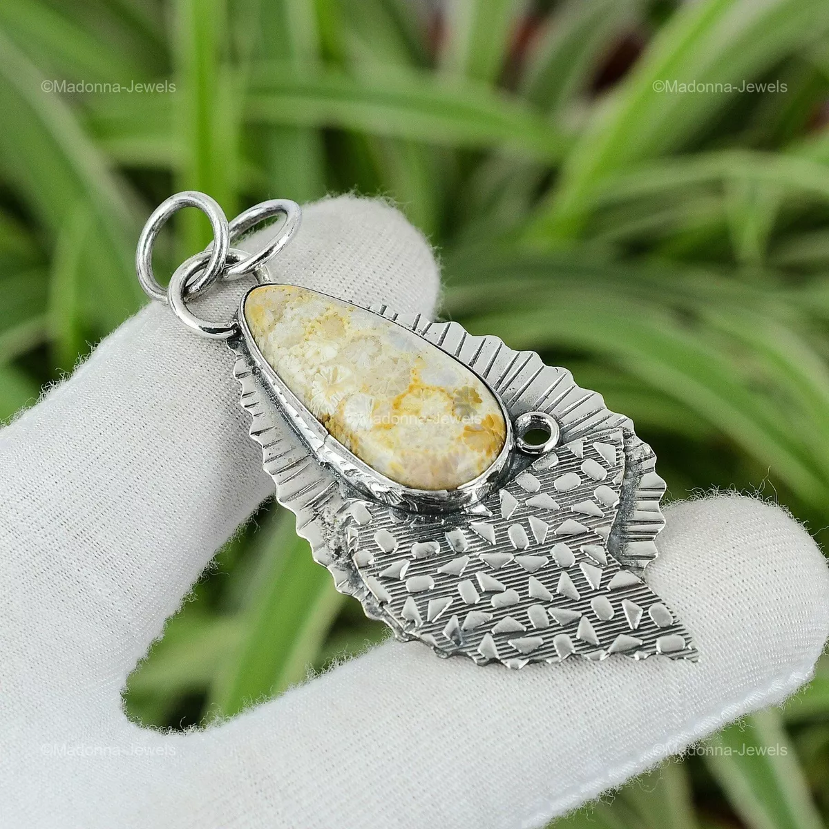 Gift For Women Jewelry Pendant 925 Sterling Silver Natural Fossil