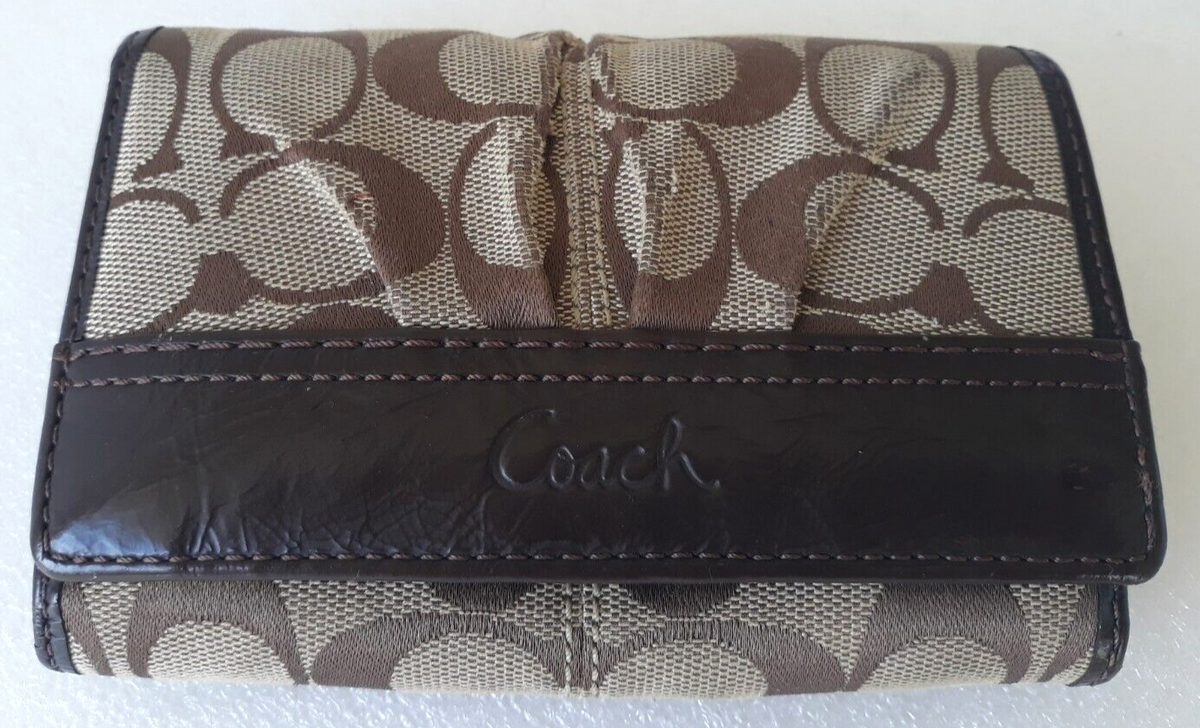 Vintage ~ Coach Logo Signature Canvas Brown Leather Trim  display picture 1