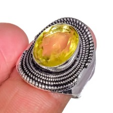 Aaa Citrine Gemstone Handmade 925 Sterling Silver Jewelry Oval Cut Ring 8