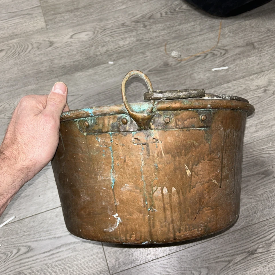 Grand chaudron en cuivre ancien - Photo 3/4