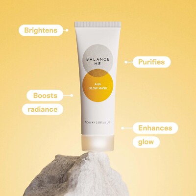 Balance Me AHA Glow Repair Mask Full Size Glycolic Acid Kaolin Clay Linden 50ml