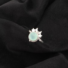 Aqua Chalcedony Gemstone 925 Sterling Silver Jewelry Handmade Ring Gift For Mom