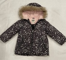 OshKosh B'gosh Girls Hooded Winter Coat- Gray With Stars Size 4/5