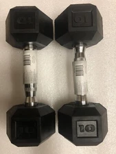 New Cap 10 LB Pound Dumbbells Pair (2) Rubber Coated Hex Dumbbells Weights 10lb