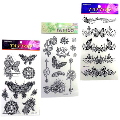 Fake Tattoo Schwarz Blume Schön Körper Kunst Aufkleber Wasserdicht Damen Temporär