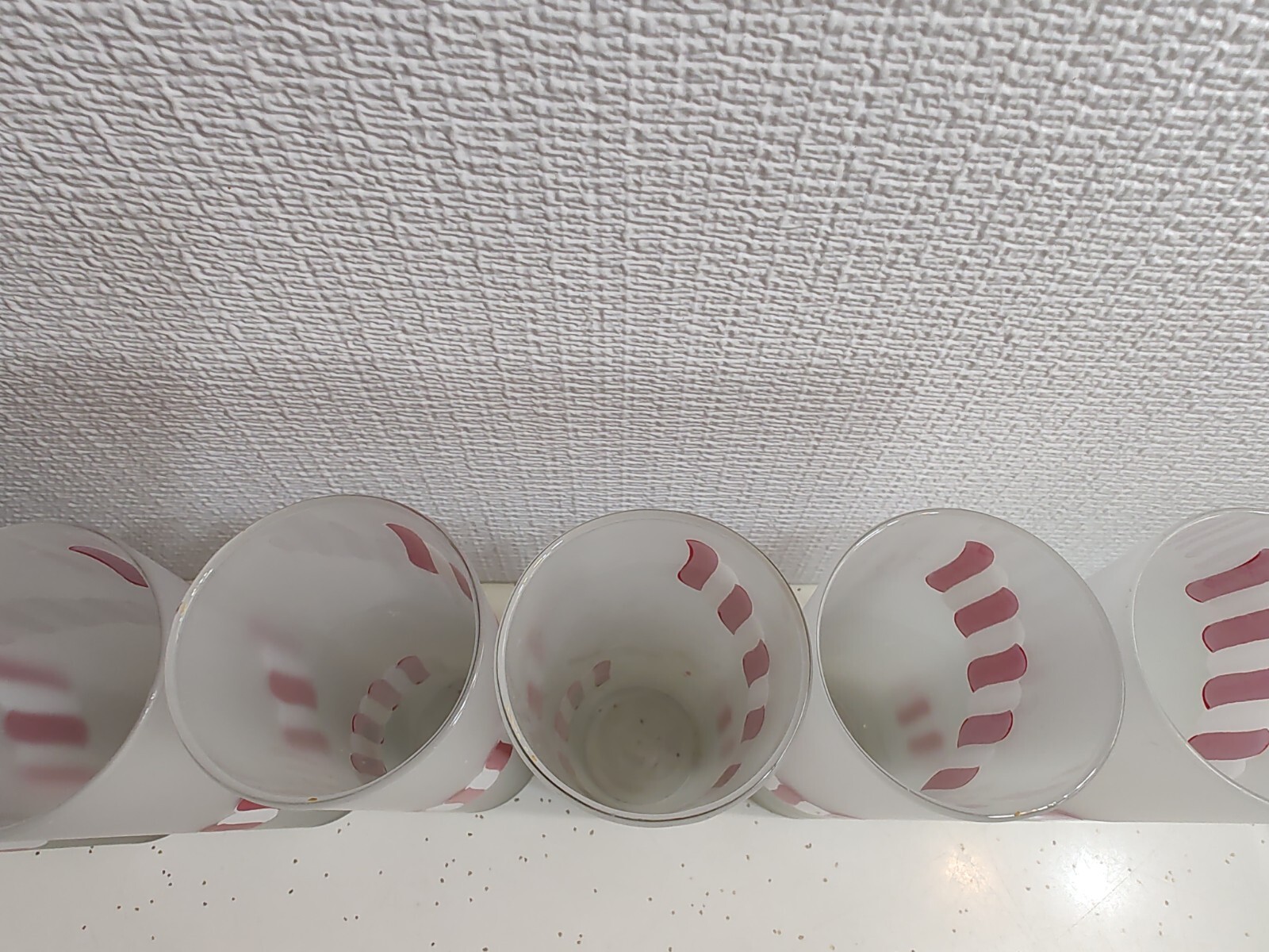 VTG Libbey Set Of 6 Candy Cane Stripe Tom Collins Glasses MCM Frosted