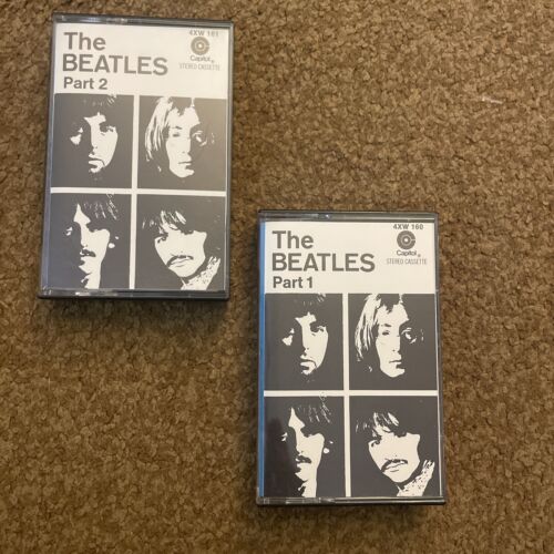 The Beatles Cassette Tape White Album COMPLETE Apple Part 1+Part 2 4XW 160+161 - Afbeelding 1 van 9