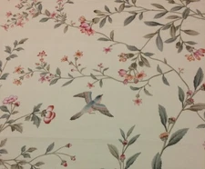 LEE JOFA BEAUJEU A BIRD BUTTERFLY FLORAL BRANCHES HIGH END FABRIC 3 YARDS 55"W