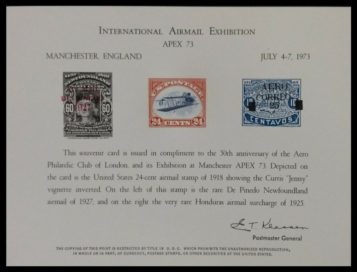 123.IMPERF 1973 STAMP SOUVENIR CARD , REPRODUCTION OF ERROR STAMPS