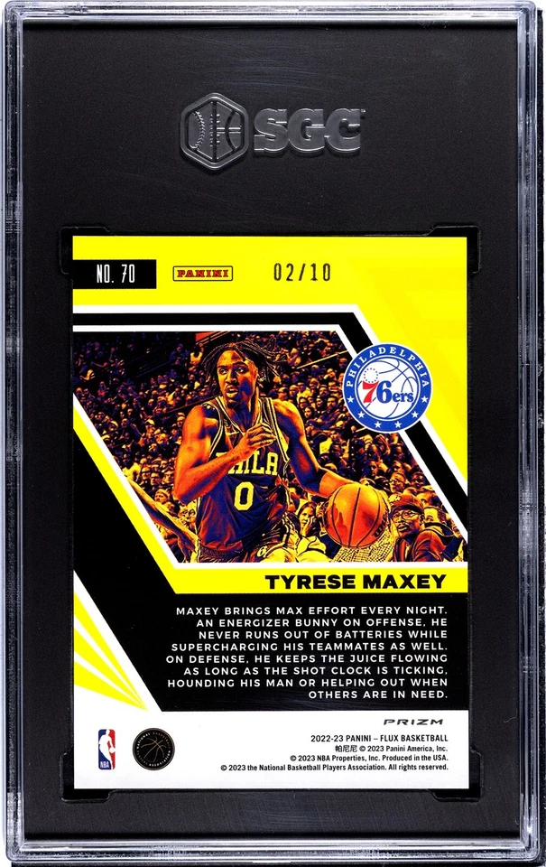 2023 Panini Flux Tyrese Maxey GOLD /10 SSP SGC 9 - Image 2 of 2