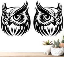 Owl Rendering Indoor Removable Black Vinyl Decal Tablet Notebook Tumblers Mugs