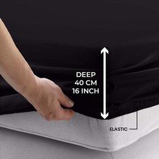 Extra Deep 40 cm Fitted Sheet Bed Sheet for Mattress Single Double King UK Size