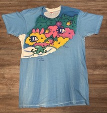 Vintage 1980s Nature Fish Key West Sea Notes AOP Shirt Size XL