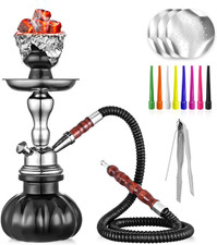 Hookah Set, 11'' Shisha Hookah Complete Set with Mini Pumpkin Hookah Glass Vase,