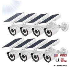 Solar Powered Outdoor Wireless Simulated Cameras Fake Camera Wire Free 8-Pack