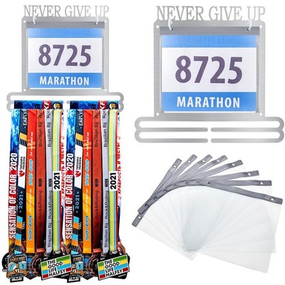 Moxweyeni Race Medal and Bib Display Medal Hanger Running Bib Holder Wall Mou...