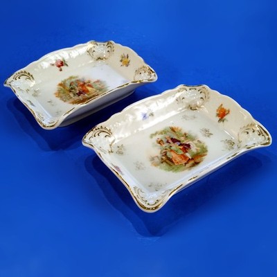 Vintage 2 pc Set CICO Bavaria Porcelain Ashtray Made in Germany Ash Tray Lot
