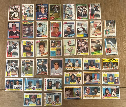 Lot von 41 zufälligen Karten aus den 80er Jahren, darunter Hall of Famers und alle Stars. 2 Diverse.