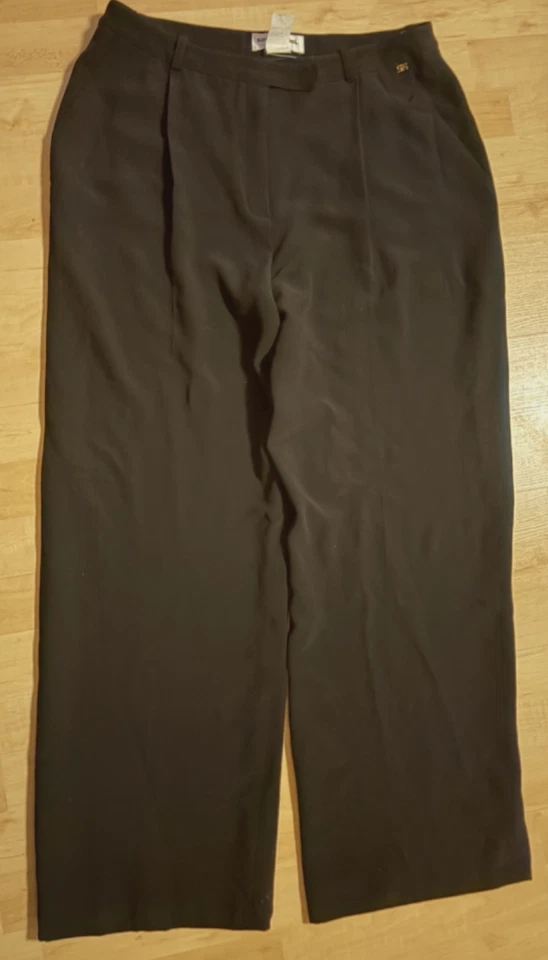 Pantalones de vestir plisados Sonia Rykiel para mujer negros piernas rectas anchas talla 48 Francia Foto 2 de 4