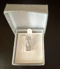 925 Sterling Silver Rectangle Charm Pendant Box Chain Necklace 18 in Diamond