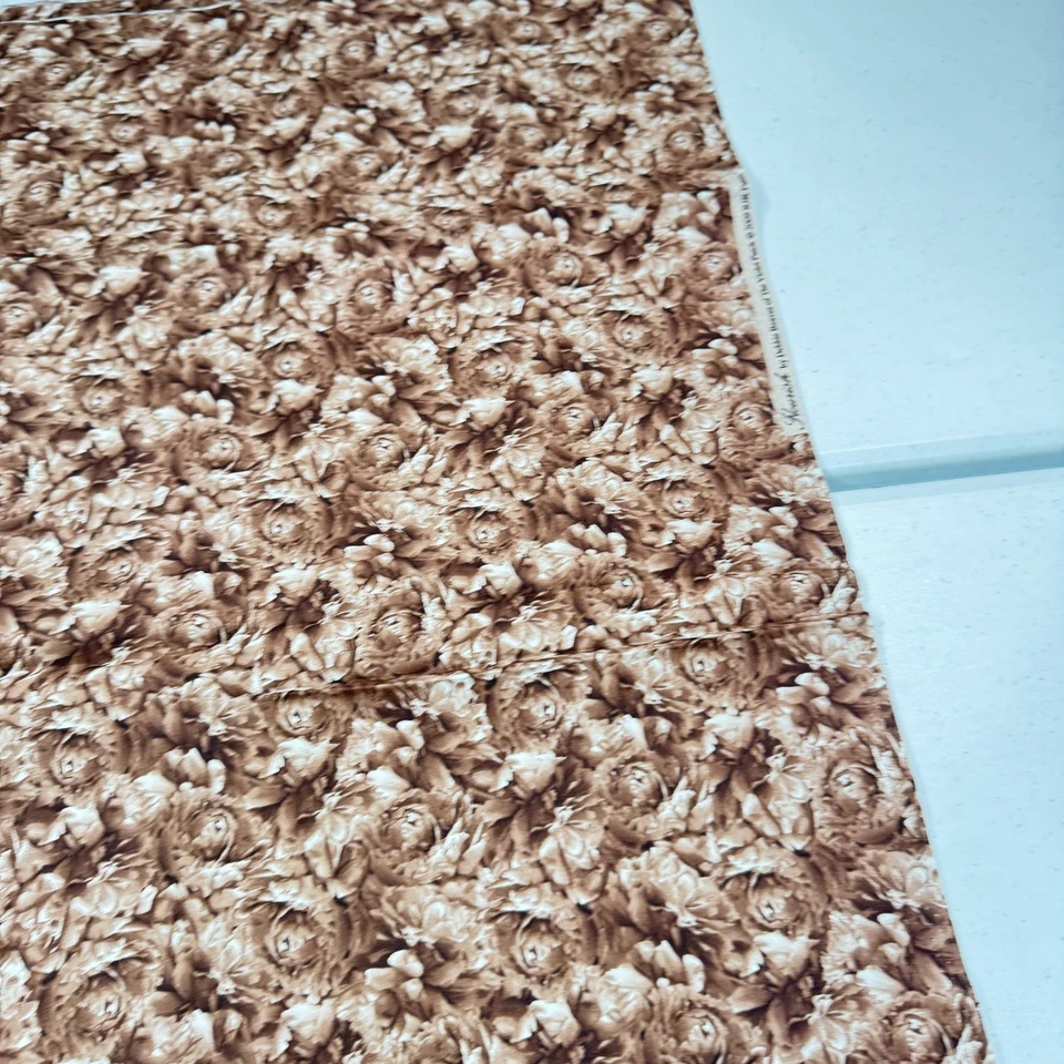 RJR Tela Marrón Rosas Floral Florecimiento 2009 Parche Violeta Algodón 42x73 2 Yardas Foto 4 de 4