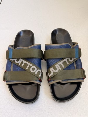 Louis Vuitton Honolulu Mule Men's Monogram Slide Blue Olive Size 12