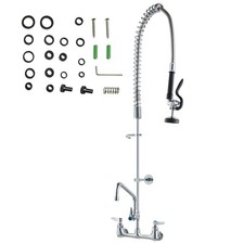 Uimoso Commercial Wall-Mounted Kitchen Faucet with 44" Pre-Rinse Sprayer