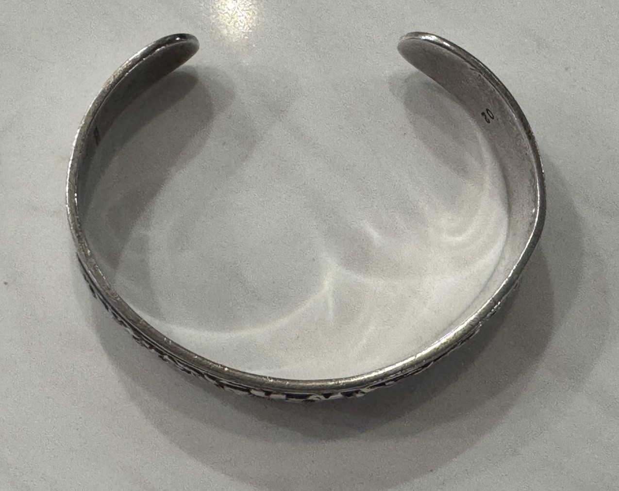 Solid Sterling Silver Repousse Cuff Bracelet, Flo… - image 3