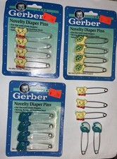 Gerber Vintage 1991 Novelty Diaper Pins - Smurfs, Teddy Bears  Turtles