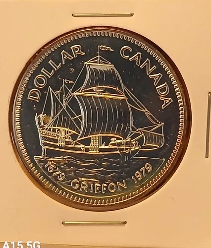Canadian Coins Silver Dollar Speciman Griffon Ship 1579/1979 Young Bust Right